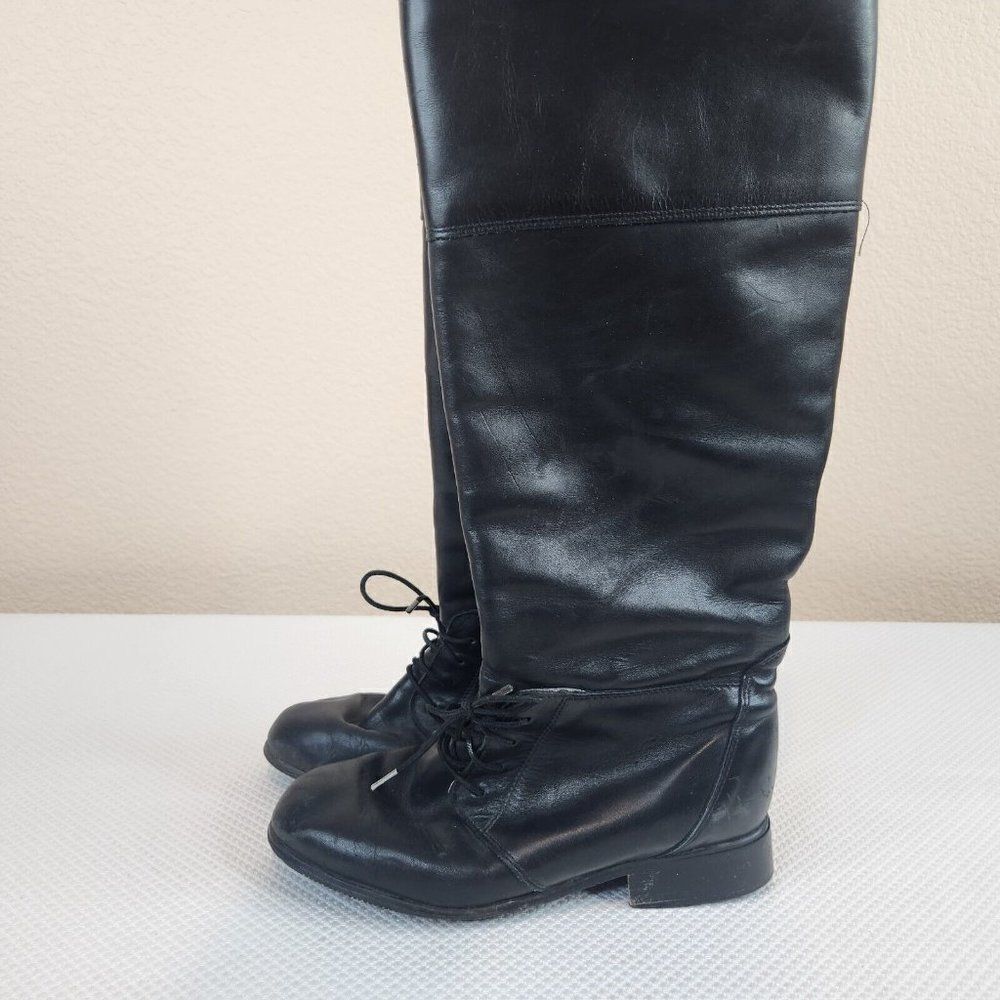 Blondo Size 6.5 B Black Leather Waterproof Knee High Riding Boots